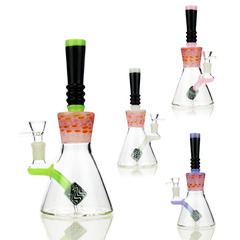 9" Water Pipe Bong Slime Glass with Round WigWag Perc and 14mm Male