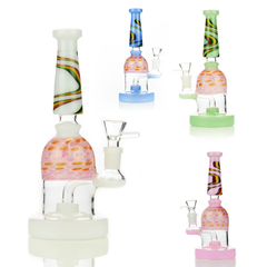 8" Water Pipe Bong Slime Color Glass with Gold Fume and 14mm Male Bowl