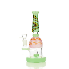 8" Water Pipe Bong Slime Color Glass with Gold Fume and 14mm Male Bowl