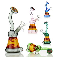 9" Water Pipe with Color Tube and Reversal Art and 14mm Male Bowl