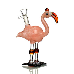 8" Flamingo Water Pipe with Glass Frit and 14mm Male Bowl