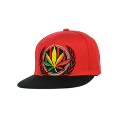 Rasta Leaf Embroidered Snapback Hat