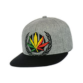 Rasta Leaf Embroidered Snapback Hat