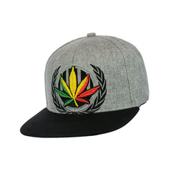 Rasta Leaf Embroidered Snapback Hat