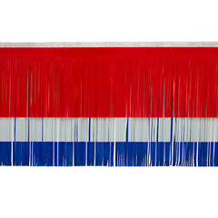 Float Drape - Red White Blue Vinyl Fringe 15" x 10' (EACH)