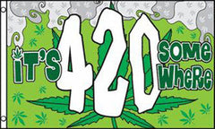 IT 4:20 SOMEWHERE 3 X 5 MARIJUANA FLAG (Sold by the piece)