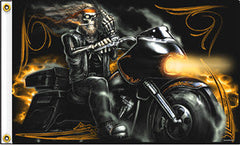 MIDDLE FINGER SKELETON MOTORCYLE DELUXE FLAG 3 X 5 (Sold by the piece)