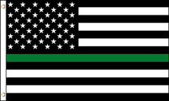 AMERICAN THIN GREEN LINE military / border patrol lives 3 X 5 FLAG ( sold by the piece )