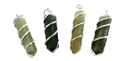 GREEN AVENTURINE COIL WRAPPED STONE PENDANT (sold by the piece or on chain)