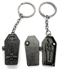 GOTHIC SKELETON IN COFFIN SHAPED KEYCHAIN (Sold by the piece OR DOZEN)