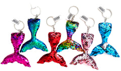 6" SEQUIN CLOTH MERMAID TAIL KEYCHAIN (Sold by the piece OR DOZEN)