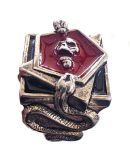 RED SKULL HEAD BLOOD & SNAKES STERLING SILVER BIKER RING (Sold by the piece)