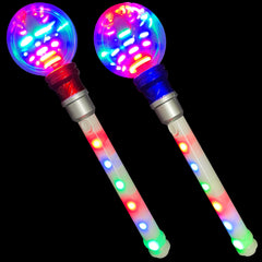 12 Pc Wholesale LED Light Up Spinning Star Globe Wand
