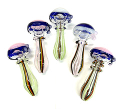 4.5" Hand Pipe Spoon with Color Line Double Glass and Rasta Lines