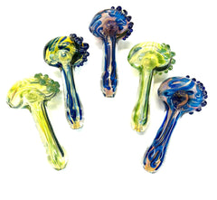 4.5" Hand Pipe Spoon Dicro Art Gold Fume Glass