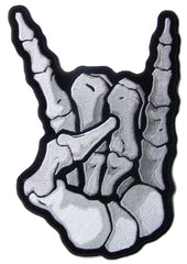 JUMBO SKELETON BONES ROCK ON EMBROIDERED PATCH 11 INCH (Sold by the piece)
