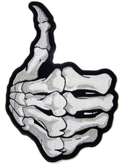 JUMBO SKELETON BONES HAND THUMBS UP EMBROIDERED PATCH 11 INCH (Sold by the piece)