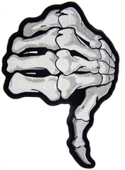 JUMBO SKELETON BONES HAND THUMBS DOWN EMBROIDERED PATCH 11 INCH (Sold by the piece)
