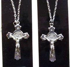 JESUS ON SILVER CRUCIFIX CROSS ON CHAIN NECKLACE (Sold by the PIECE OR dozen) *- OVERSTOCK / CLOSEOUT NOW AS LOW AS 50 CENTS EA