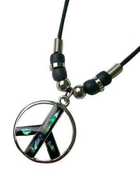 PAUA SHELL OPEN PEACE SIGN NECKLACE ( sold by the iiece or dozen )