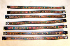 LEATHER PAINTED AZTEC SNAP ON BRACELETS (Sold by the dozen) *- CLOSEOUT 50 CENTS EA