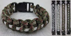 CAMOFLAUGED WHITE STRIP PARACORD BRACELETS (Sold by the PIECE OR dozen) - CLOSEOUT $1 EA