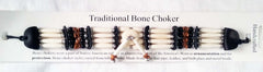 BROWN STONE FOUR ROW BONE CHOKER NECKLACE (SOLD BY THE PIECE)