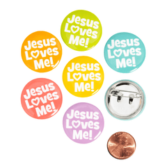 Jesus Loves Me Mini Metal Buttons (96 total pieces in 2 bags) 15?› each