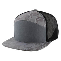 Kamel K707 100% POLYESTER CAMO 7 Panel Flat Adjustable Snapback Mesh Trucker Cap