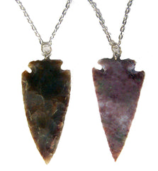 *LARGE* 2-3 INCH ARROWHEAD PENDANT on 20" BALL CHAIN NECKLACE ( sold by the peice or dozen )