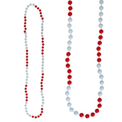 Beads - Segmented Red and White Round 7.5mm 33" (DZ)