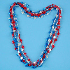 Beads - Red Silver Blue Stars Assortment 33" (DZ)