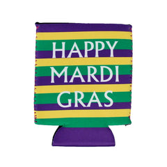 Collapsible Foam Can Cooler - Mardi Gras Striped (DZ)