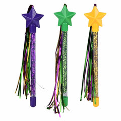 Mardi Gras Star Tinsel Wand Assortment 9" (DZ)