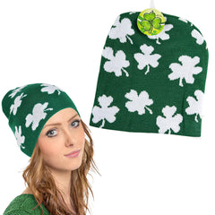 Knit Shamrock Beanie Hat (EACH)