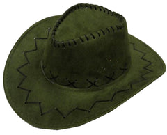 OLIVE GREEN HEAVY LEATHER STYLE WESTERN COWBOY HAT (Sold by the piece or dozen)