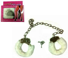 WHITE FUR LINED LEG CUFFS (sold by the piece )