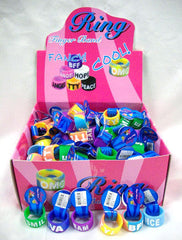 RUBBER SAYING WIDE BAND RINGS (Sold by the dozen) * CLOSEOUT * NOW ONLY .10 CENTS EACH