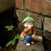 Creative Fun and Cute Green Leaf Fairy Little Doll Flower Pot Edge Decoration Garden Decoration Desk Showcase Interesting Small Ornaments