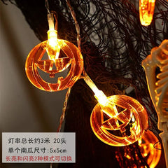 1707BA Halloween Decoration Pumpkin Lamp Ghost Scene Layout Luminous Bar Kindergarten KTV Light Ornament Lighting Chain Props