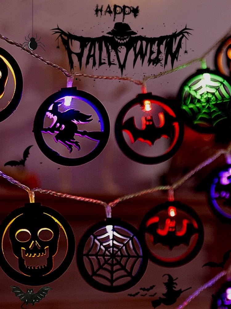 1707BA Halloween Decorations Skull Witch Bat Props Pumpkin Lighting Chain Mall and Shop Scene Arrangement Decoration Luminous - WHOLESALE USA SUPPLY