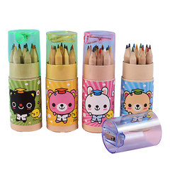 12 pcs Graduation Bear Tube Colour Pencil