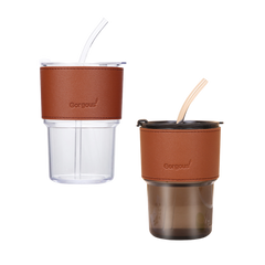 Leather Grip Cup with Straw