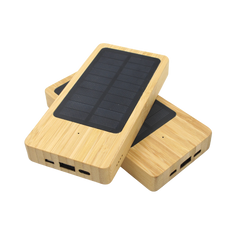 5000 MAH Solar-Powered Bamboo Power Bank (Deliver in 4-6 weeks)