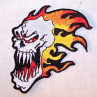 SCARY SKULL FLAMES PATCH (Sold by the piece or dozen ) *-CLOSEOUT AS LOW AS 75 CENTS EA