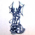 GARGOYLE ON SKULL 4 INCH PATCH (Sold by the piece or dozen ) *-CLOSEOUT NOW .75 CENTS EA