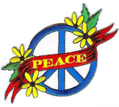 PEACE FLOWER BANNER 4 INCH PATCH (Sold by the piece or dozen) - * CLOSEOUT NOW AS LOW AS 75 CENTS EA