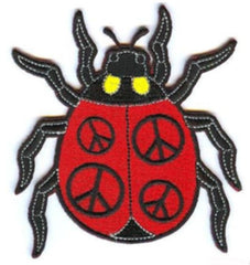 LADY BUG PEACE SIGN 4 INCH PATCH (Sold by the piece or dozen) - * CLOSEOUT NOW AS LOW AS 75 CENTS EA