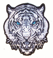 9x8 WHITE TIGER HEAD EMBROIDERED PATCH (Sold by the piece)