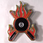 FLAMING EIGHT BALL HAT / JACKET PIN (Sold by the dozen)